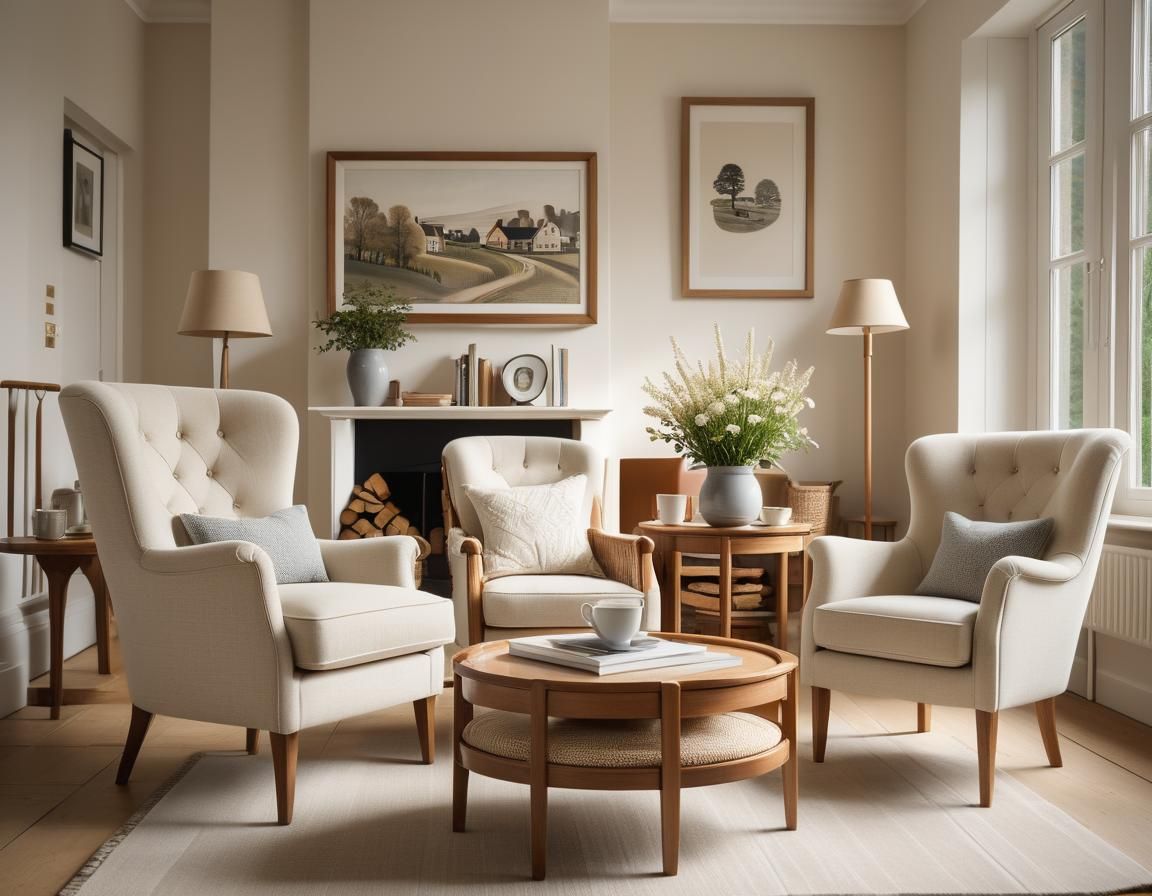 Elegant, Minimalist Living Room with Warm, Inviting Ambiance