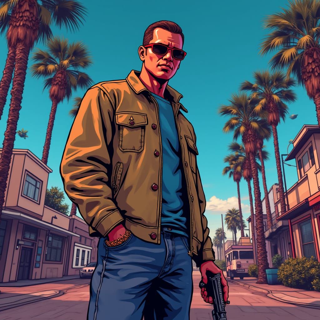 Grand Theft Auto Cell Shaded Character Illustration