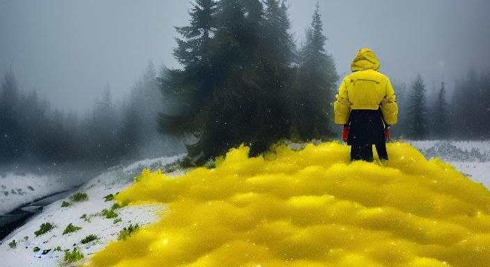 Surreal Snow Scene in Digital Art Style