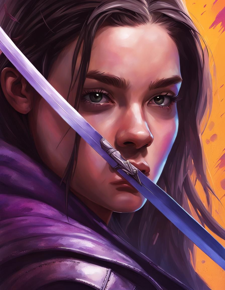 Hailee Steinfeld’s Kate Bishop/Hawkeye with a katana.