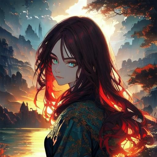 Wanda Maximoff Anime Portrait in Digital Painting Style