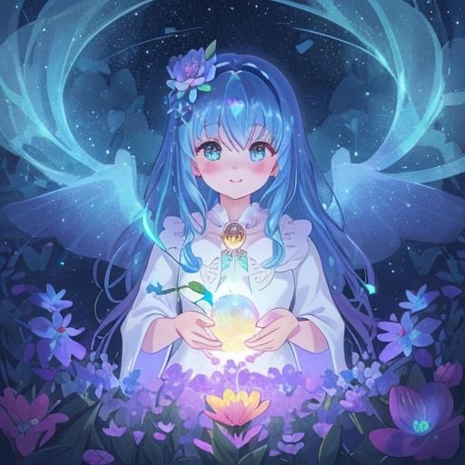 Iridescent Flower Blooms in a Magical World