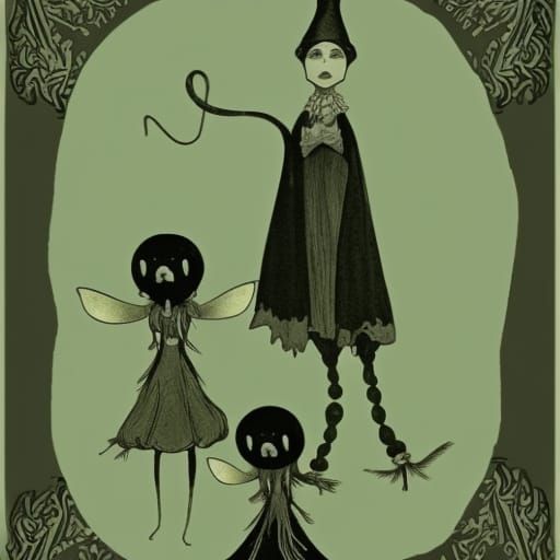 Creepy Magic Poppet Dolls in Victorian Illustration Style