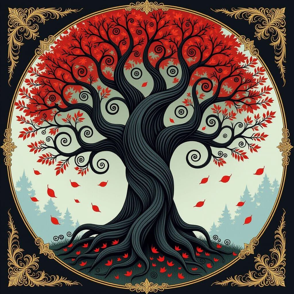 Majestic Tree of Life in Fantasy Fae Realm