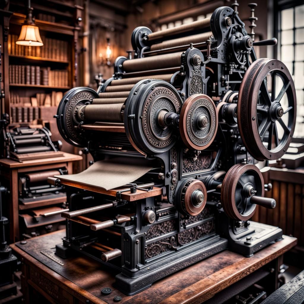Intricate Antique Heidelberg Letterpress in HDR