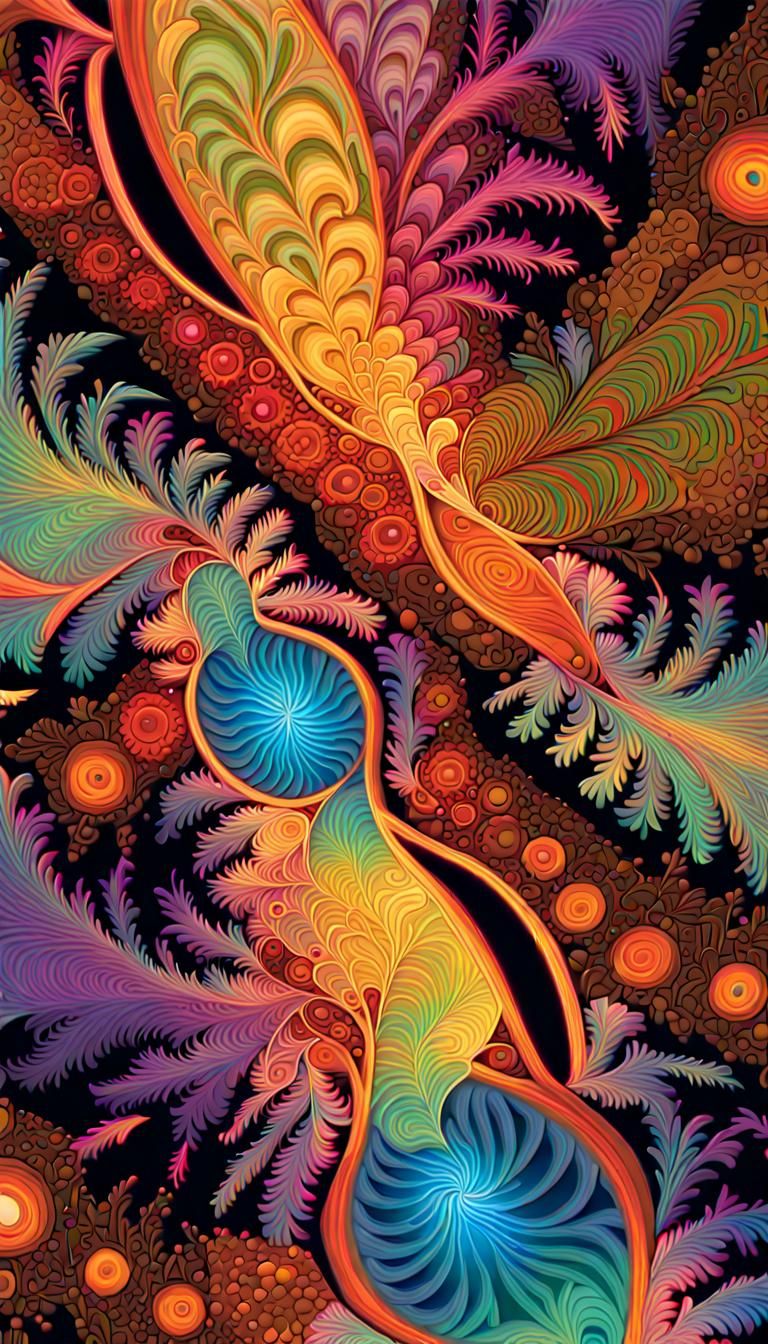 Iridescent Fractal Vortex: Maximalist Digital Art