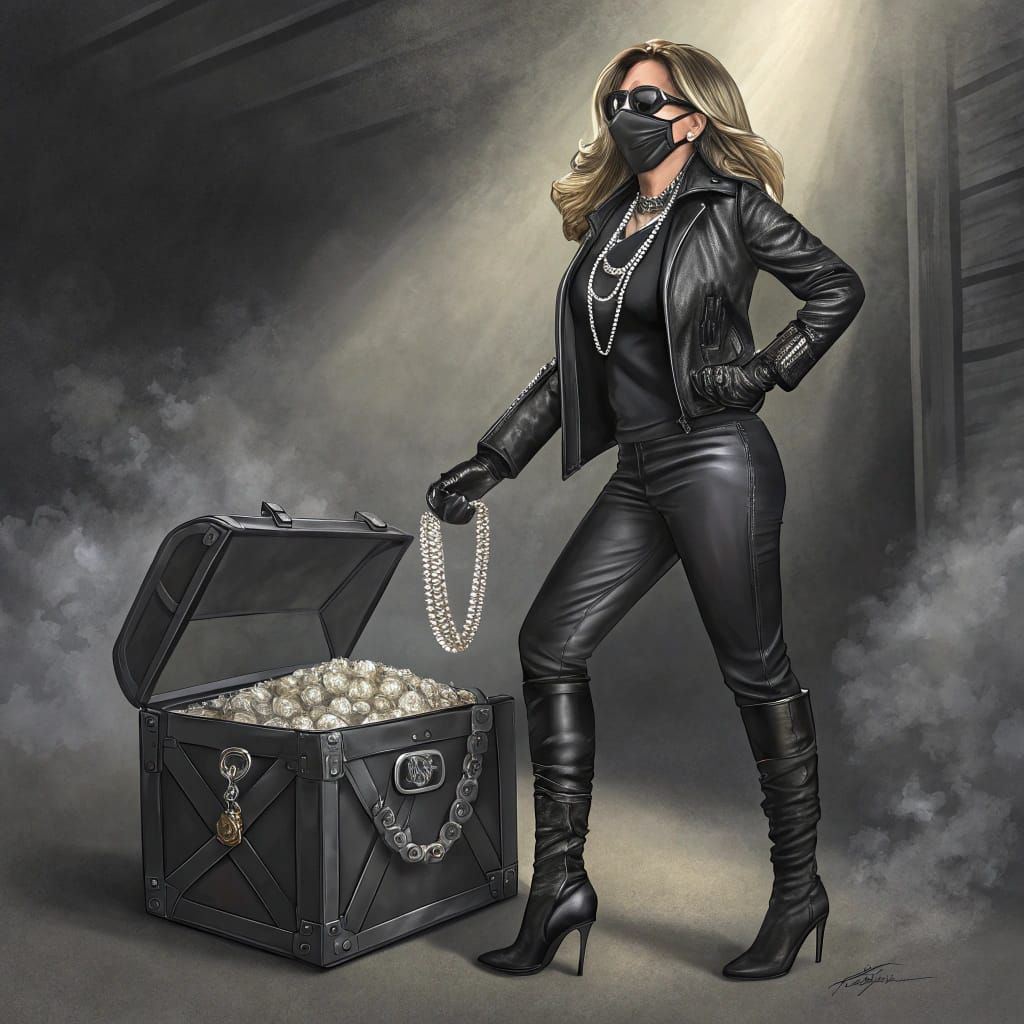 Rebellious Diamond Heist in Edgy Leather Style