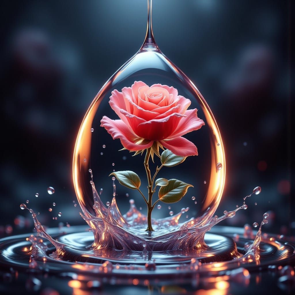 Water Rose Inside a Falling Raindrop: Macro Photography