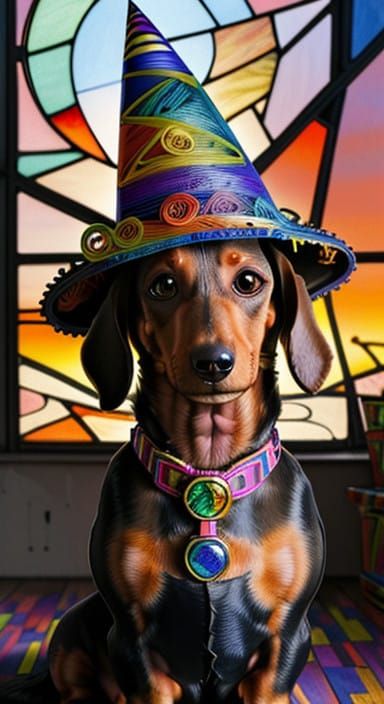 Intricate Dachshund in Vibrant Earth Tones, sfumato Style