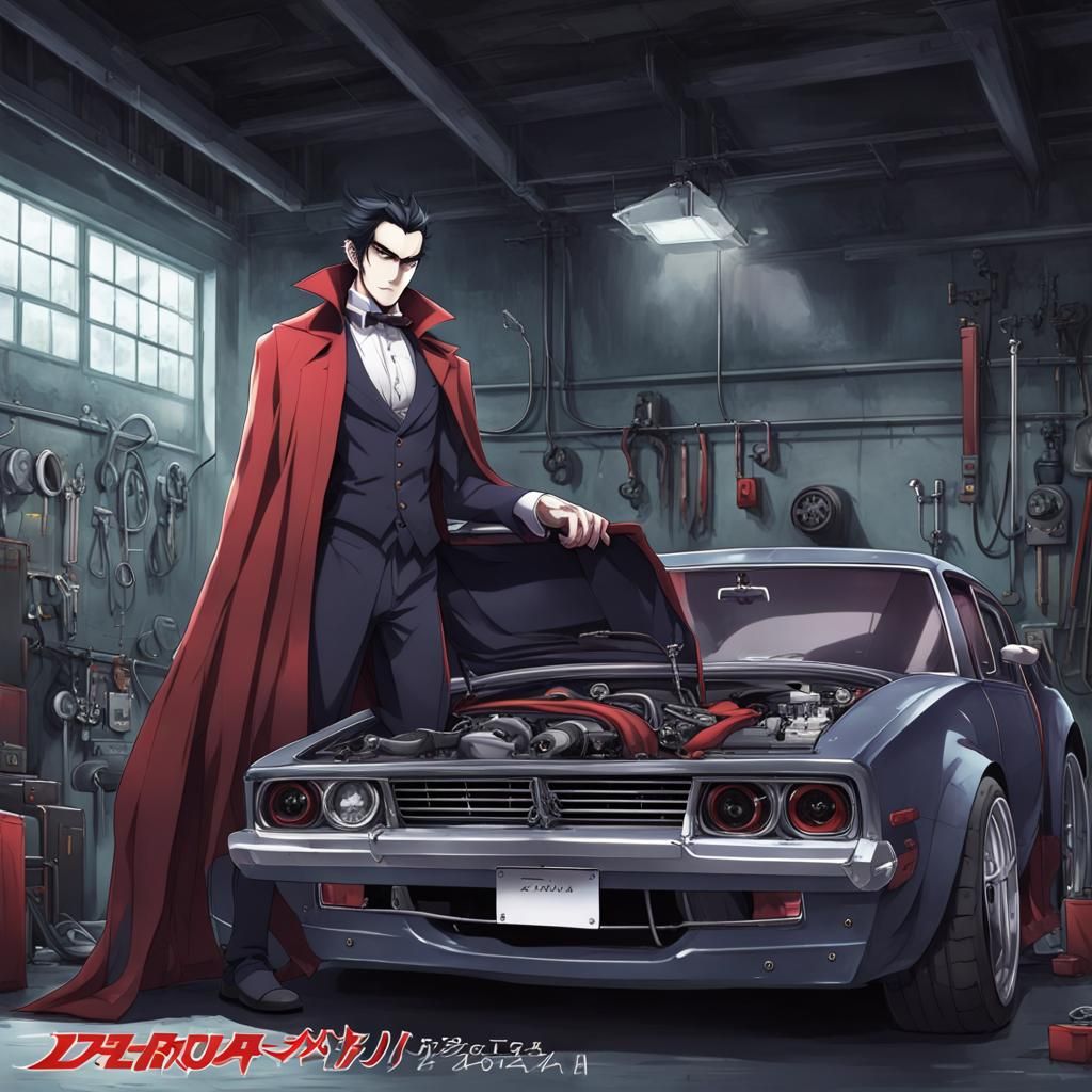Count Dracula as Anime Auto Mechanic