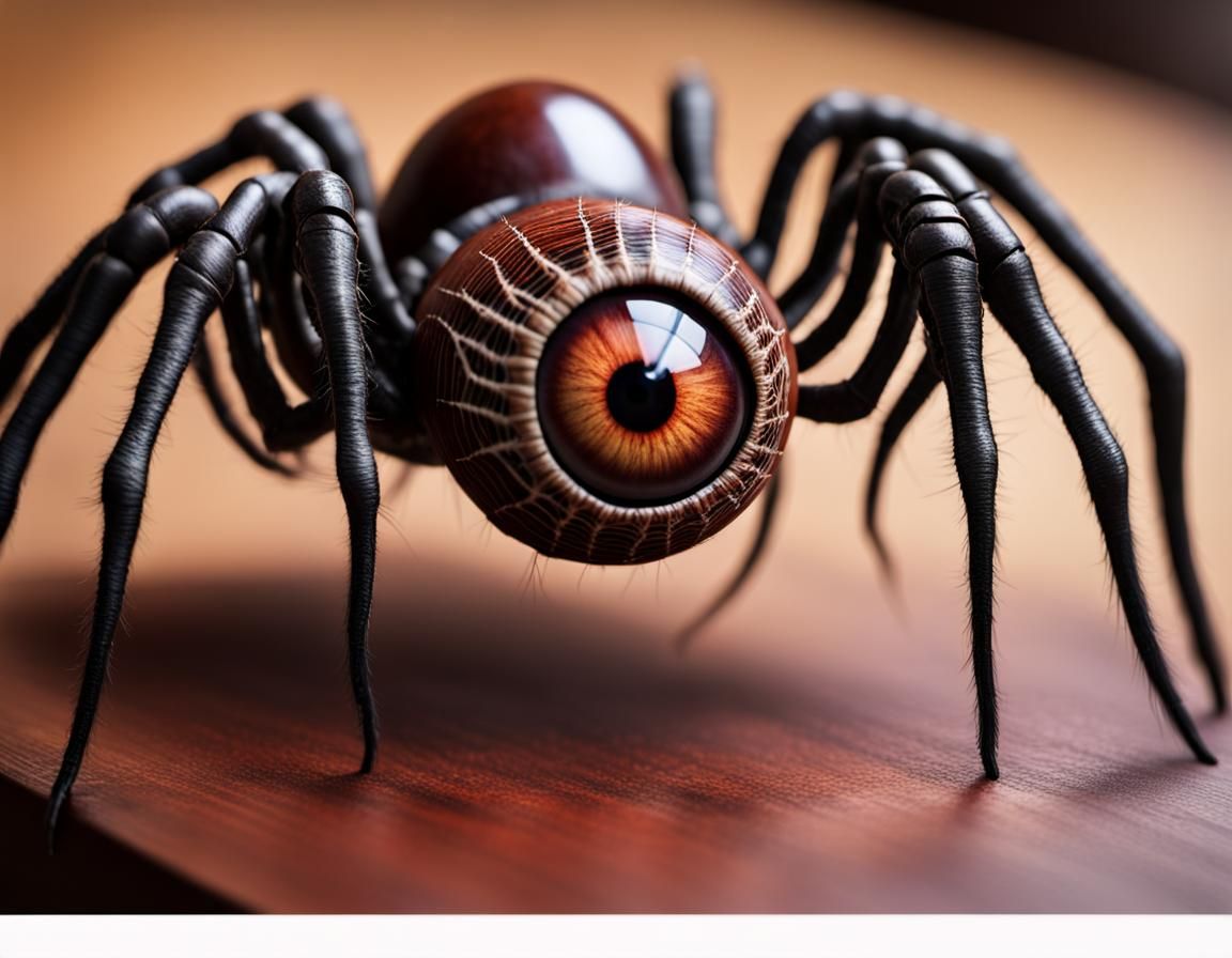 Surreal Eyeball Creature on Spider Legs