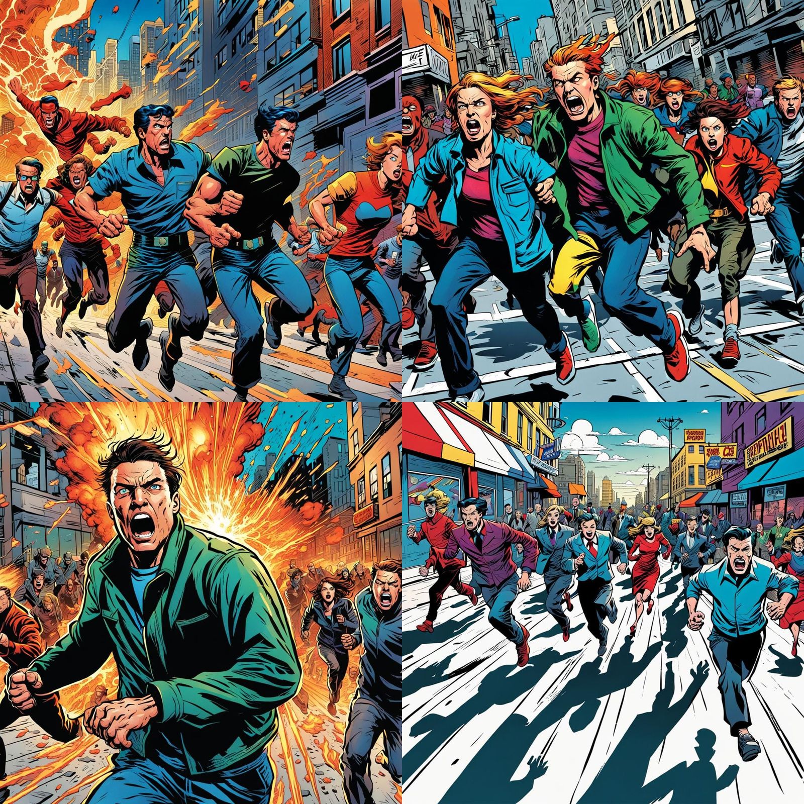 Comic Book Style Panic Scene