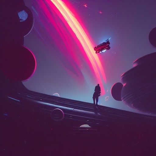 Futuristic Star Dog in Space Rocket