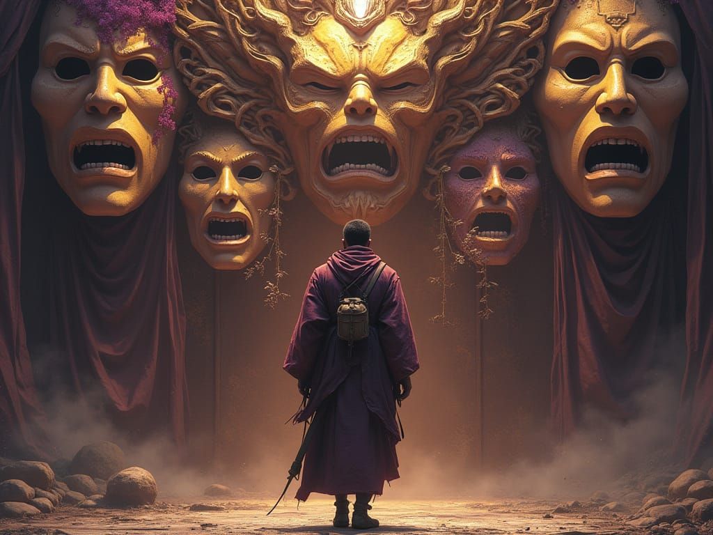 Masked Wall: Dark Fantasy Art in Japanese Style