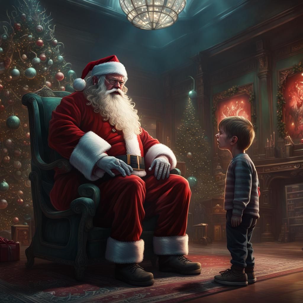 Cthulhu, disguised as a mall Santa Claus at Christmas, has a...