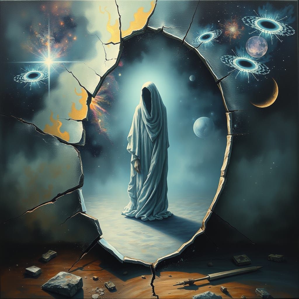Surrealist Oil Painting: Ethereal Dimension Revealed Through...