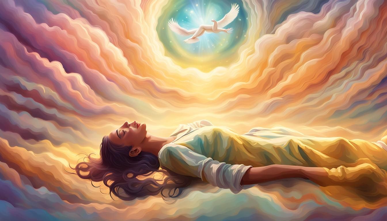 Ethereal Out-of-Body Experience in Dreamy Landscape