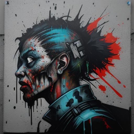 Zombie Soldiers Fight in Dystopian Graffiti Art