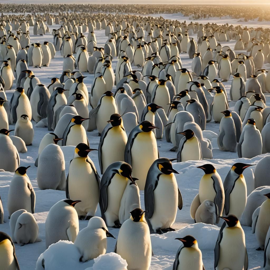 Emperor Penguins Incubating Eggs: Wildlife Photography