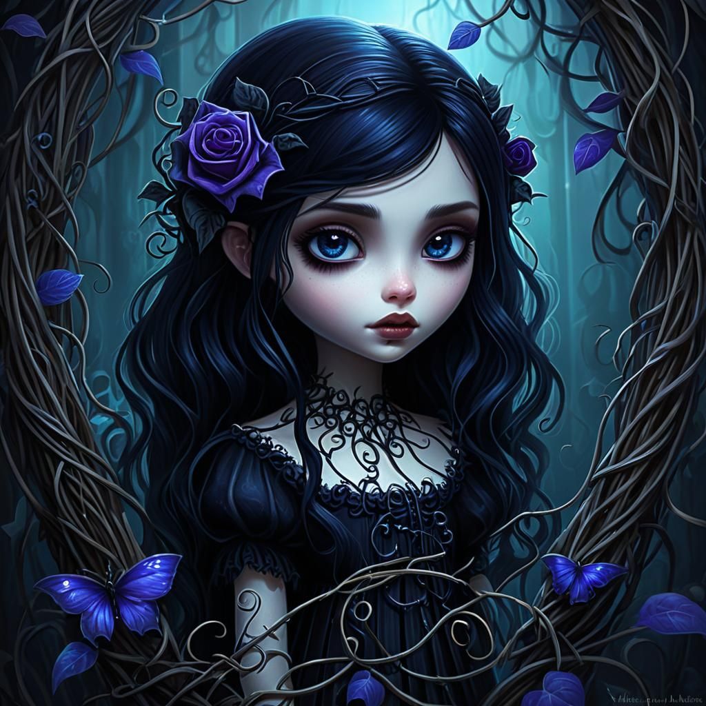 Gothic Girl Portrait in Dark Fantasy Style
