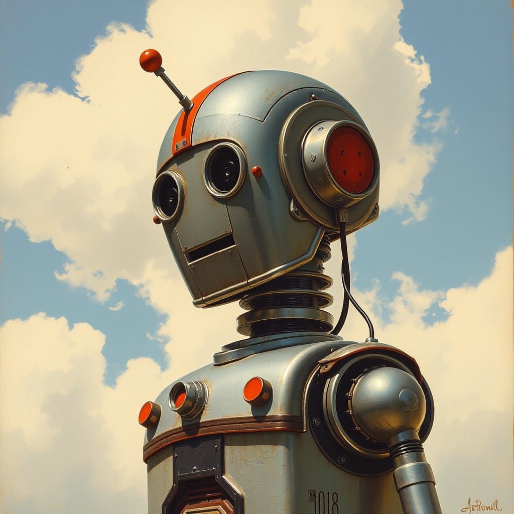 Classic Robot Portrait in Realistic Style