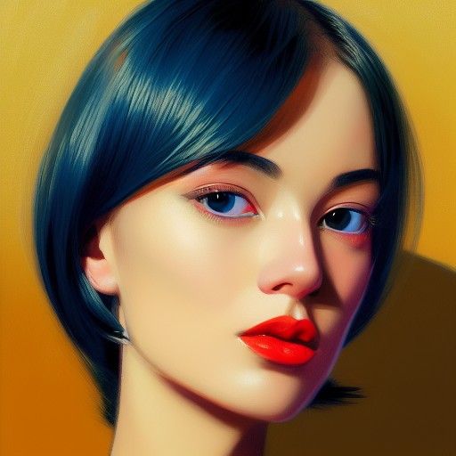 Stylish Woman with Pills: Oil Painting Portrait