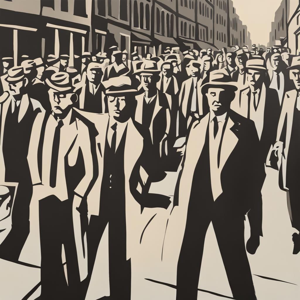 Street Protesters in Post-Impressionist Style