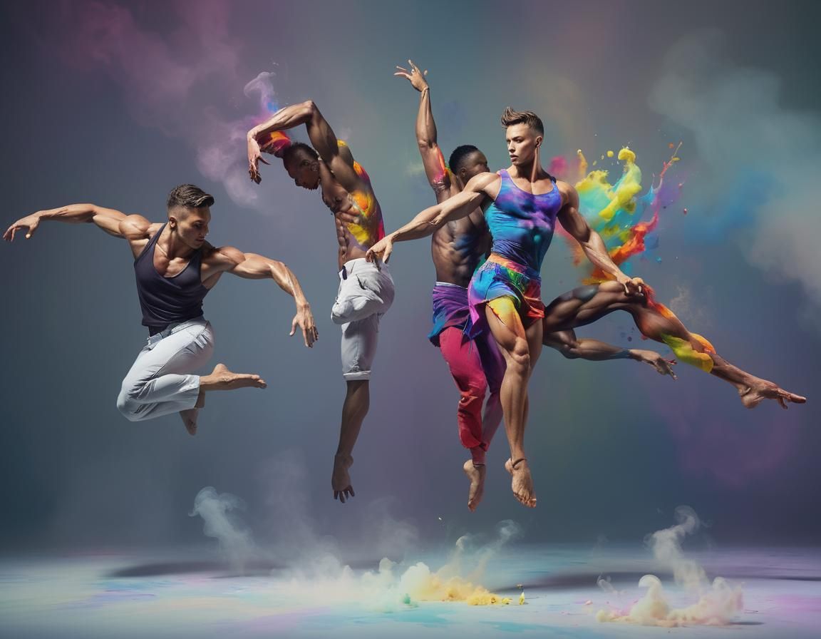 Muscular Dancer in Vibrant Concept Art Style