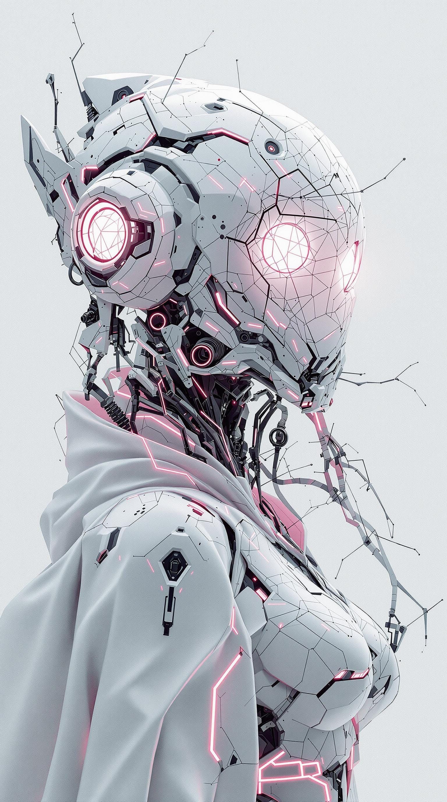 Otherworldly Mecha Female Conjurer in Cyberpunk Style