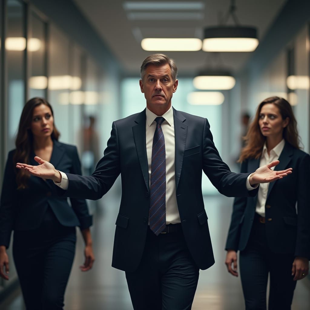 Arrogant Businessman Belittles Colleagues in Modern Office