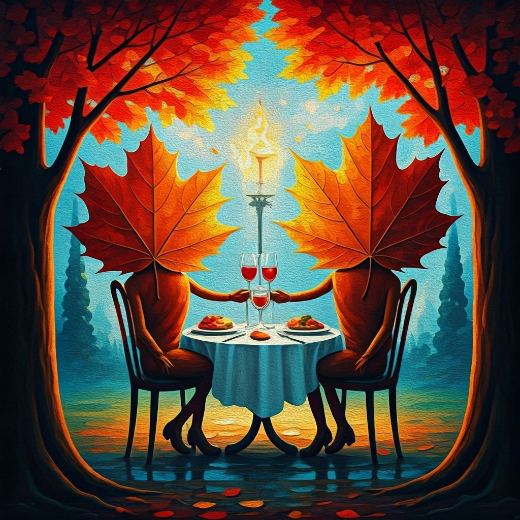 Romantic Autumn Leaves Date Night, as Impasto Painting