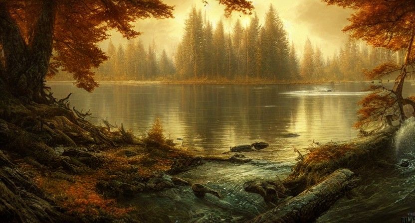 Autumn Island: Epic Fantasy River Landscape