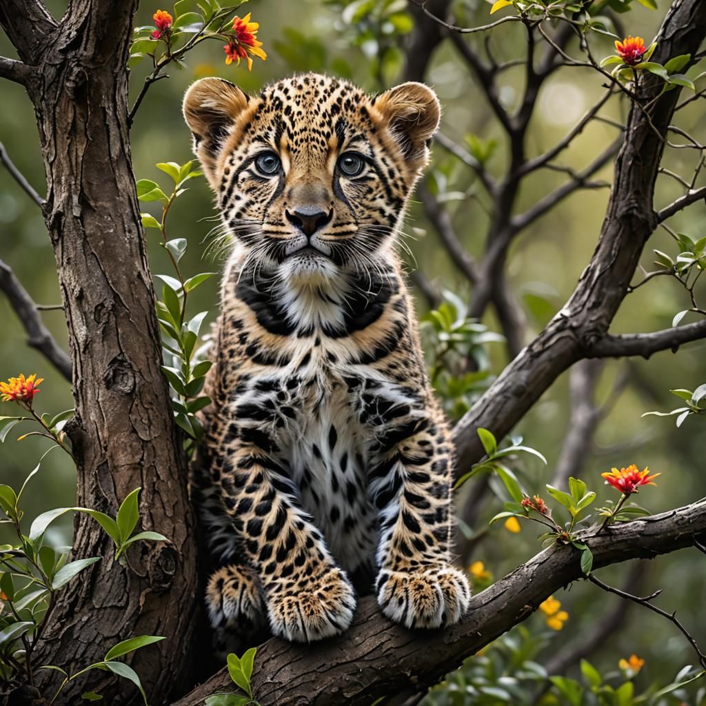Leopard Cub Portrait in Masai Mara, Wildlife Photography