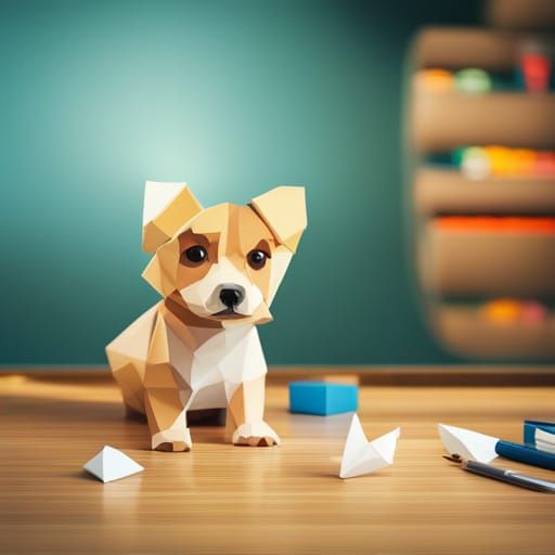 Puppy Origami Papercraft in Soft Focus