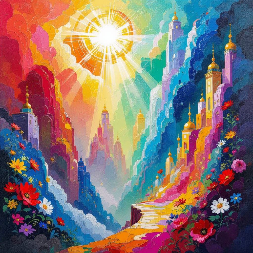 Polychromatic Dreamscape in Neo-Impressionist Style