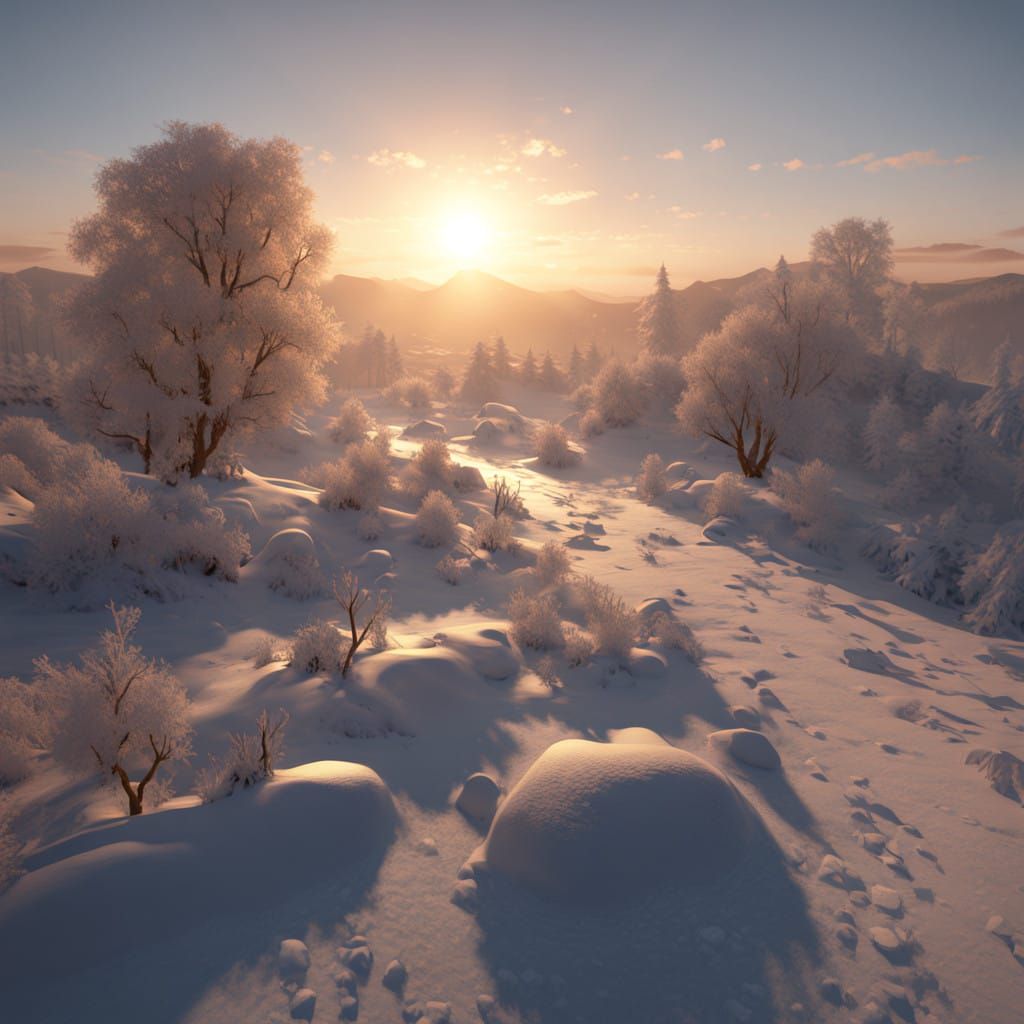 Ethereal Ice Stormscape in Soft Watercolors