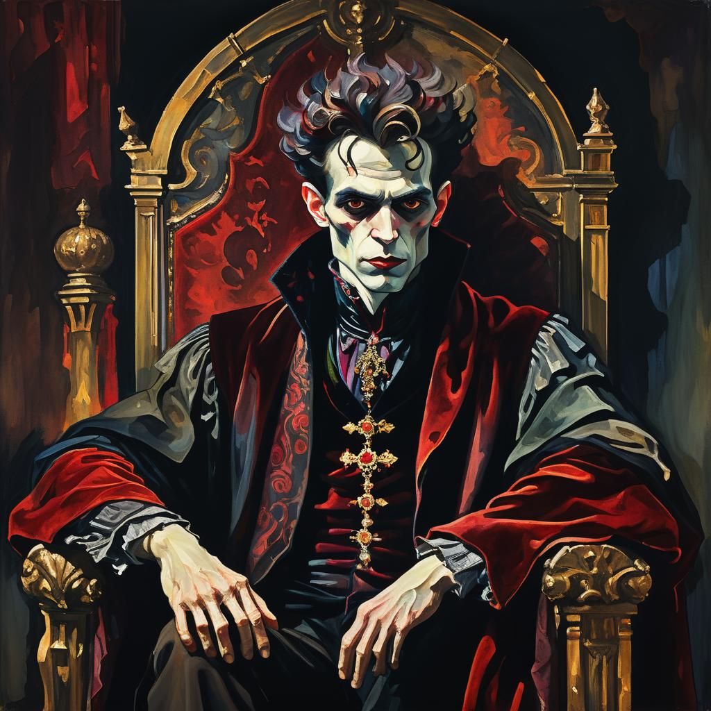 Noble Vampire Lord Portrait in Expressionist Style