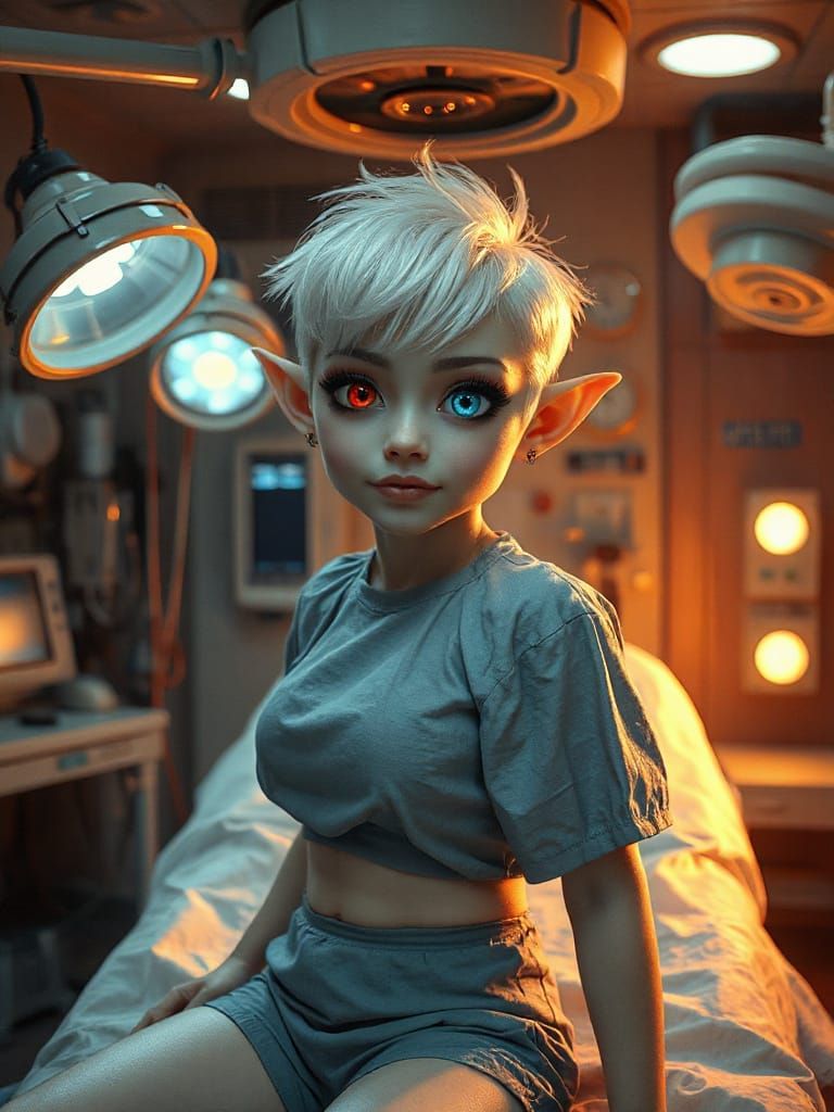 Cyberpunk Elf Maiden Undergoing Cyber Conversion