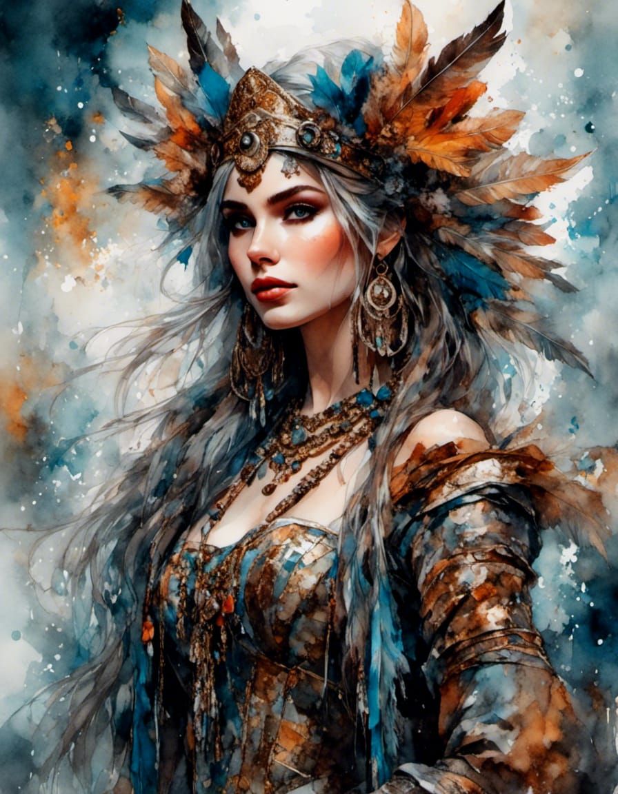 Fantasy Portrait of Girl in Nature With Volumetric Lighting