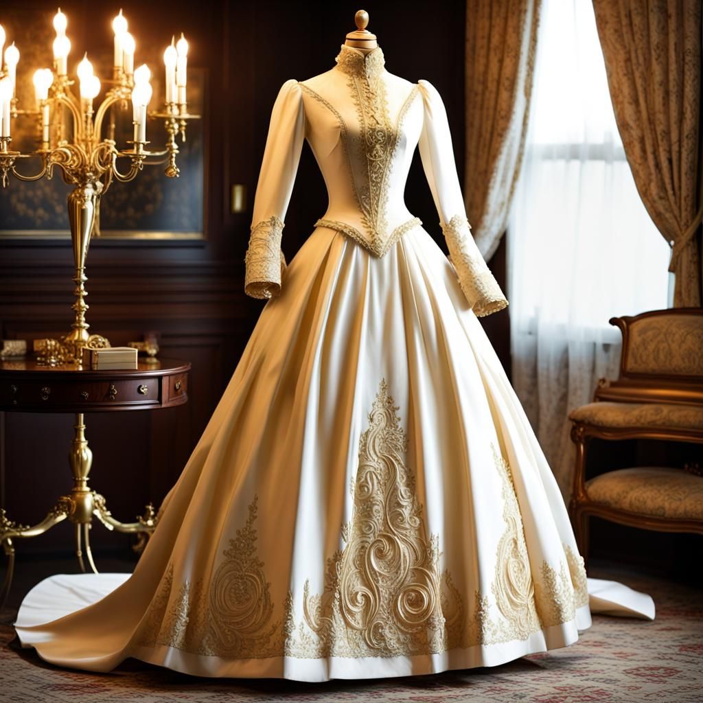 Victorian Princess Dress on Dress Form