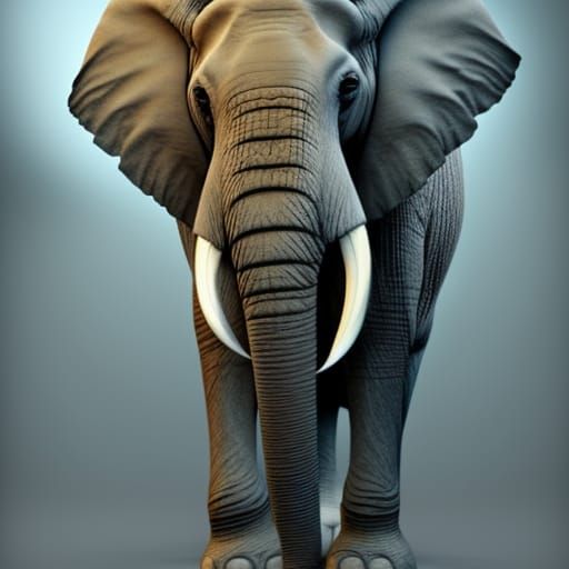 Realistic Elephant Standing with Colorful Shading