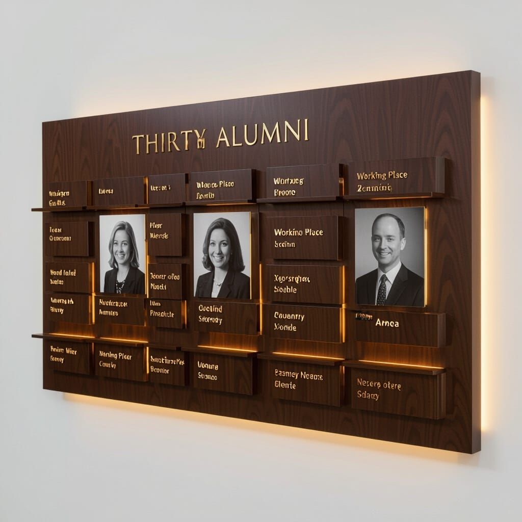 Prestigious Alumni Display Panel in Polished Dark Wood
