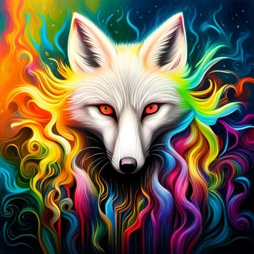 Graffiti-Style White Fox Splash Art