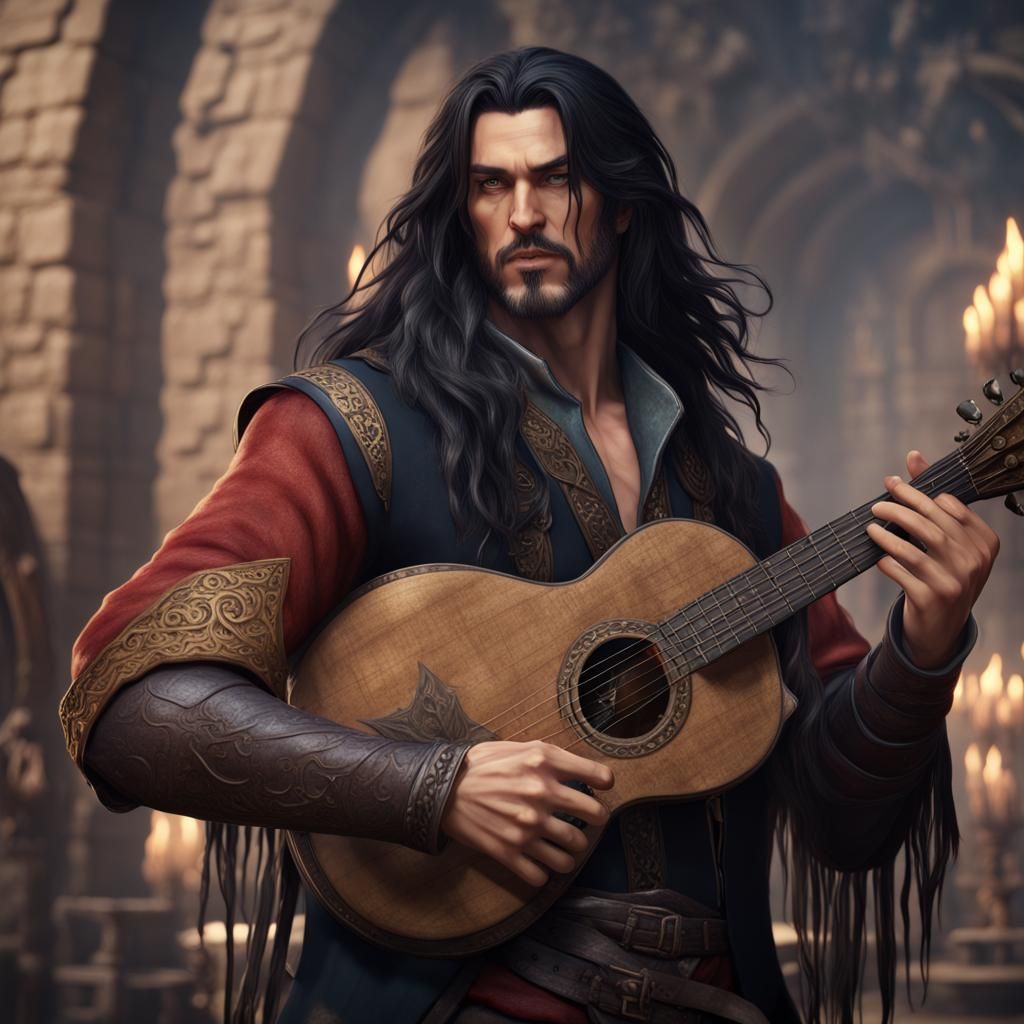 Detailed Matte Painting of a Fantasy Bard