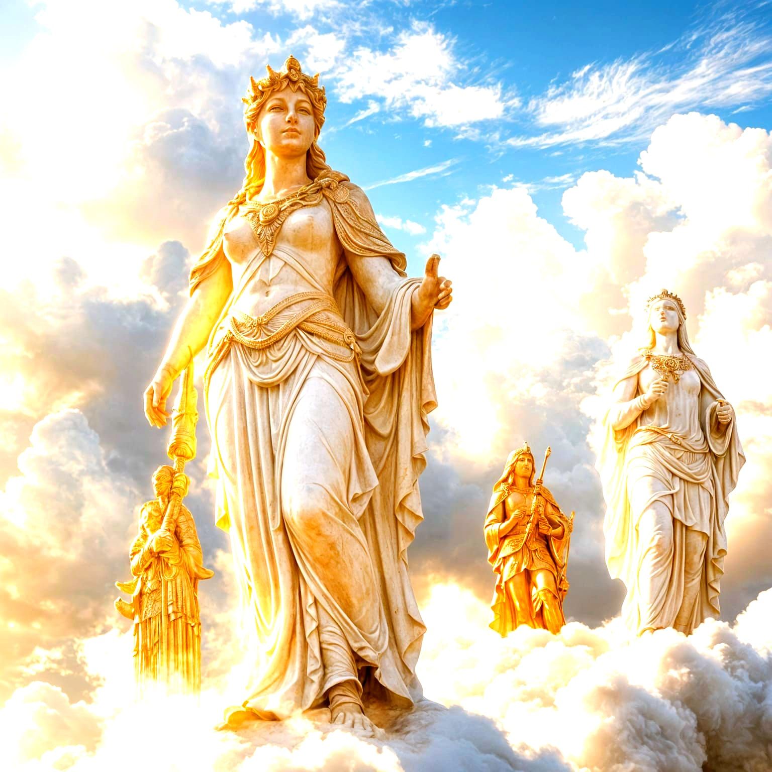 Golden Nordic Gods in Valhalla