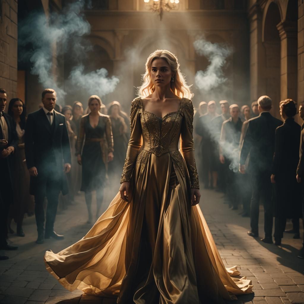 Magical Blonde Princess in Dark Cinematic Style