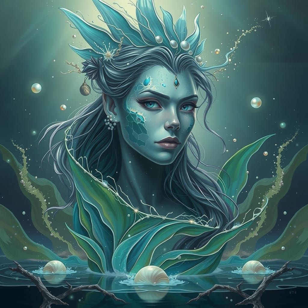 Ethereal Ocean Siren in Iridescent Hues