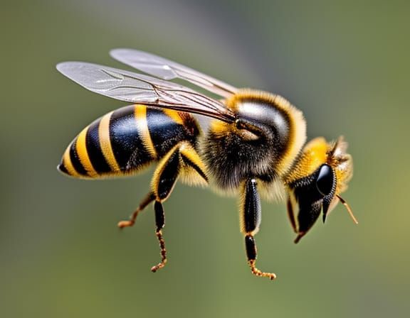 Detailed Bee Portrait with Symmetrical Wings