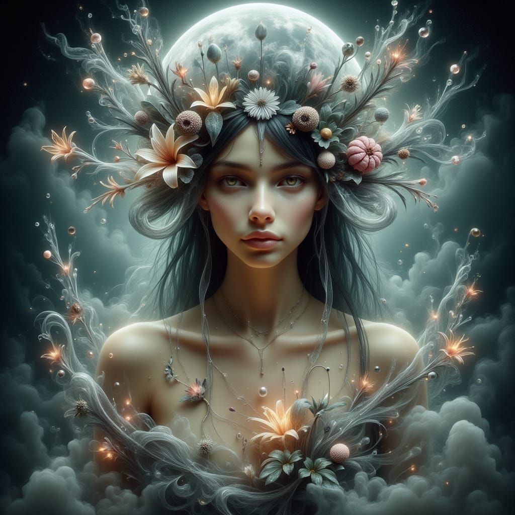 Dreamy Enchantment Portrait of a Young Woman