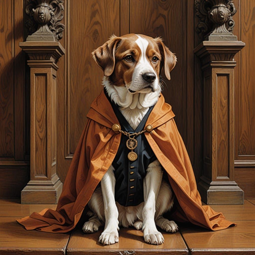 Regal Canine Judge in Traditional Portrait Style